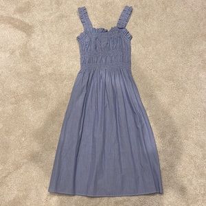 Who What Wear Smocked Midi Dress Sleeveless Blue Striped